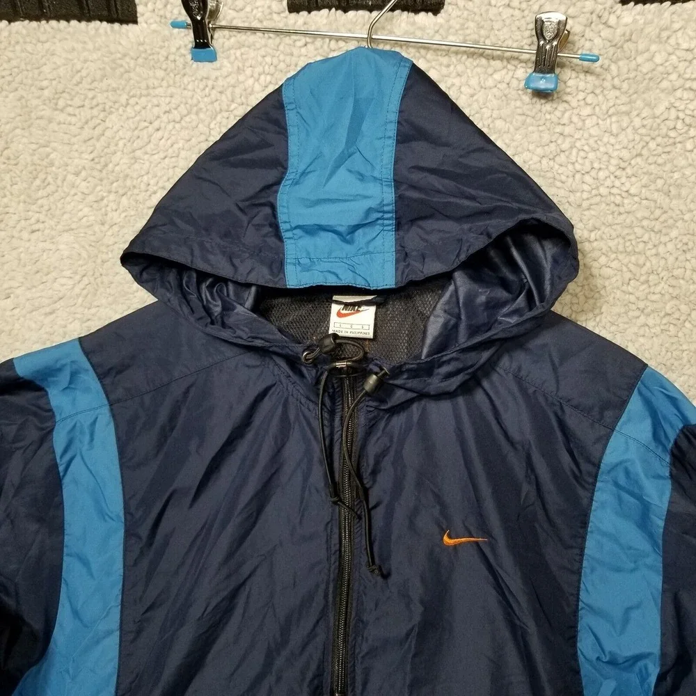 Nike Jacket Mens Large Vintage Blue 1/2 Zipper‎ Stripe Pullover 90s Y2K Swoosh